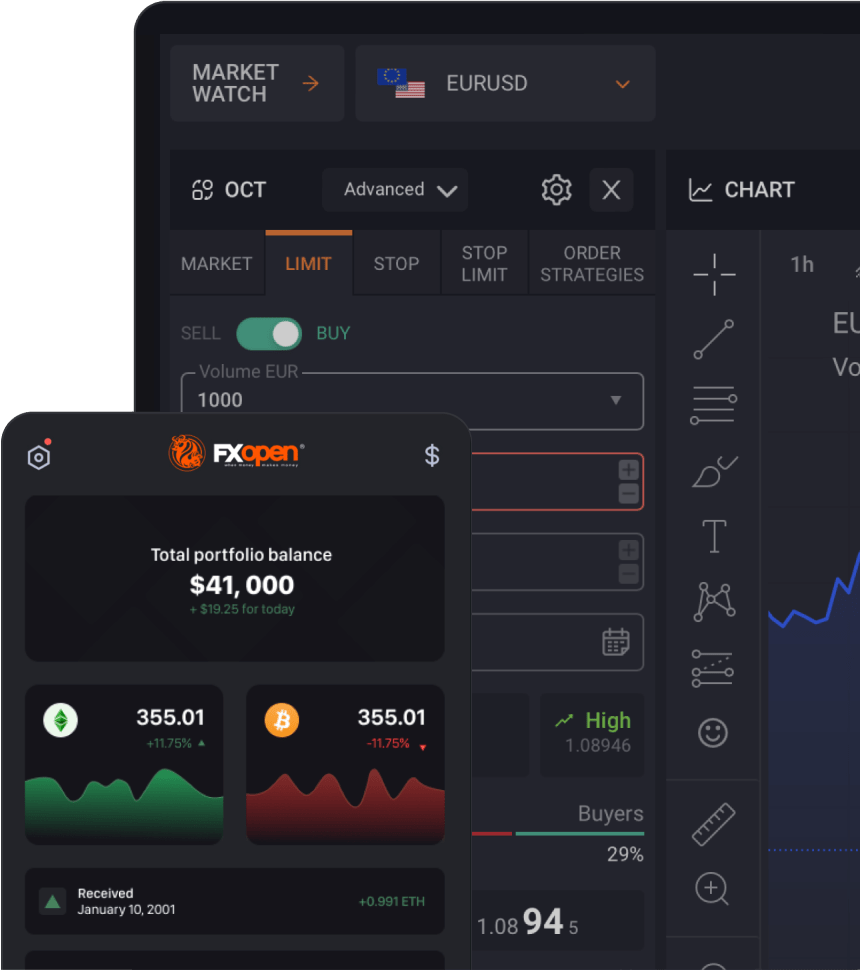 ลงทะเบียนบัญชีกับ FXOpen และเข้าถึงแพลตฟอร์มเทรด CFD ที่ทันสมัย